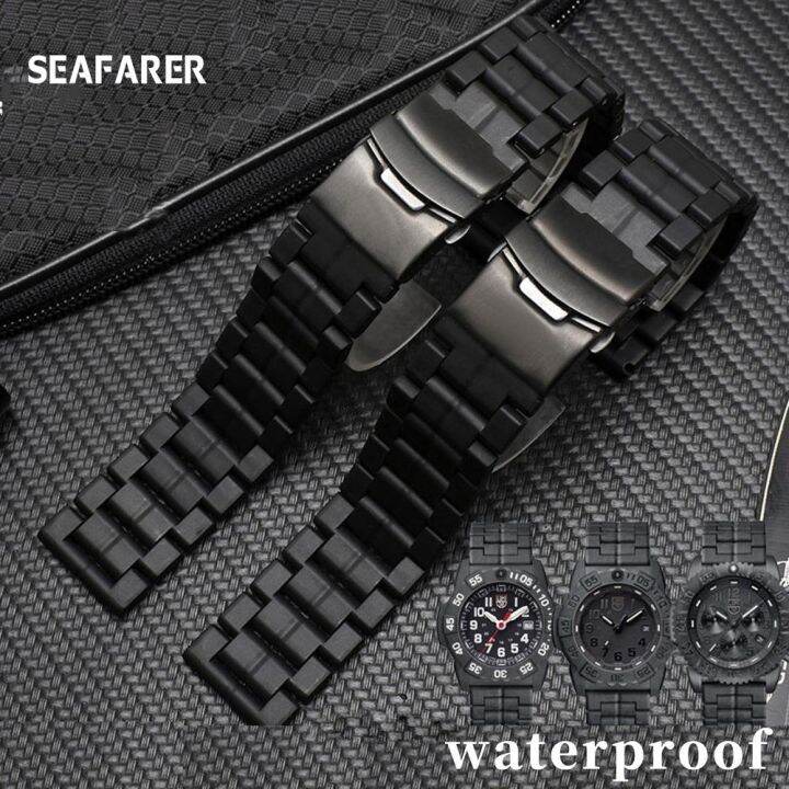 สายไฟเบอร์พลาสติก-23-มม-สายกันน้ำสำหรับนาฬิกา-luminox-mens-military-3051-3160-3080-6402-สายกันน้ำกีฬา