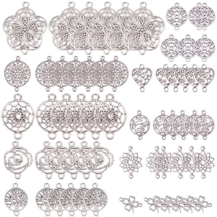 60pcs Vintage Connectors Charms for Bracelets Making Handmade