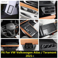 คาร์บอนไฟเบอร์อุปกรณ์เสริมสำหรับ VW โฟล์คสวาเกน Atlasteramont 2021 2022แดชบอร์ด AC ระบายอากาศแผงเกียร์ที่เท้าแขนกล่องปกตัด