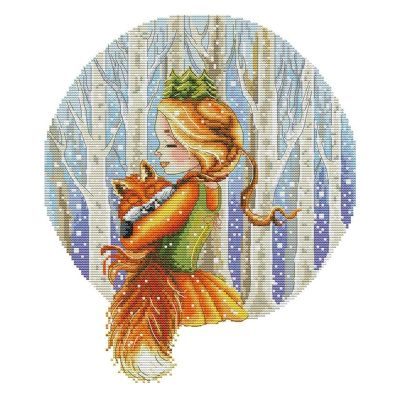 11CT Stamped Cross Stitch Kits Easy Patterns Embroidery Kit DMC Needlework-Forest Princess(42Cmx47Cm)
