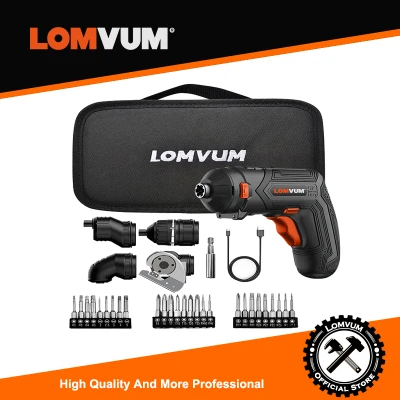 LOMVUM ไร้สาย4V สว่านไอออน Multi-Function ชาร์จไฟได้ในครัวเรือนไฟฟ้าสว่านไฟฟ้าไฟ LED