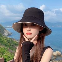 【Jun hot】 Star same style double-sided hat fishermans womens black spring and summer foldable two-sided sun visor Korean all-match