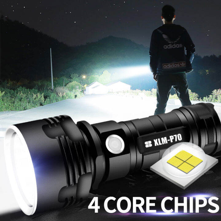 ไฟฉายสว่างมาก-ไฟฉาย-xhp70-super-powerful-led-flashlight-มีระบบชาร์จในตัว-ใช้แบตเตอรี่-with-1-26650-tactical-torch-usb-ไฟฉายแบบชาร์จไฟได้