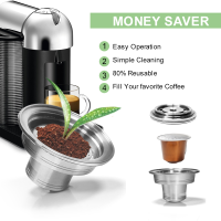 【2023】RECAFIMIL Adapter for Nepresso Vertuo Maker wirth Original Coffee Capsule Stainless Steel Holder Reusable Kitchen Tool