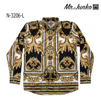 ?ส่งฟรี?เชิ้ตแขนยาว งานต่อลาย Mr.Junko ผ้าซาติน นิ่มใส่สบายไม่ร้อน N-3206-L