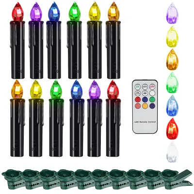 LED Candles Colorful Battery-Operated Fake Candle Christmas Tree Light With Timer Remote And Clip Decorative For Halloween Black