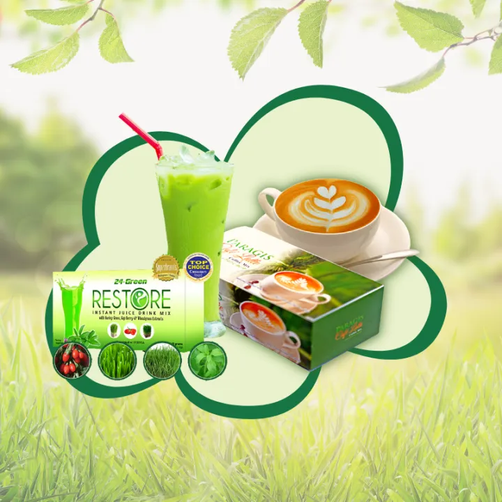 1 Box (12 Sachets) 24 Green Restore by Emcore Instant Juice Drink Mix