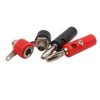 2Pair 4mm Banana Male Plug Female Socket Connector Audio Speaker Adapter Black Red