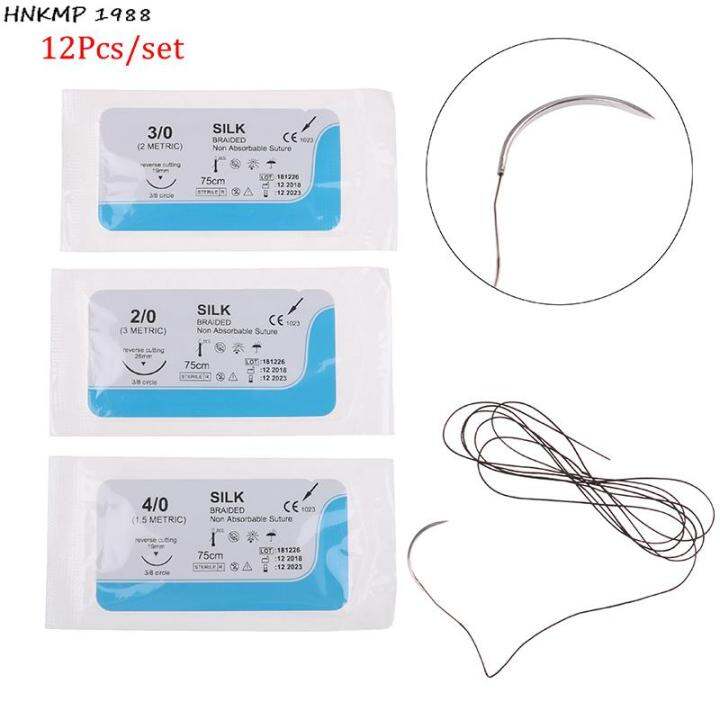 12Pcs Dental Sutures Veterinary Practice Suture Kit With Thread