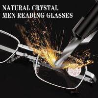 Square Anti-fog Anti-Scratch Crystal Reading Glasses For Men Presbyopic Eyewear With Glass Lenses Metal Hyperopia Eyeglasses 3.5