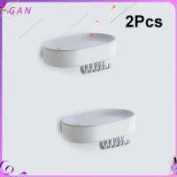 GAN 2Pcs กับท่อระบายน้ำ จานสบู่ ไม่มีการเจาะ พร้อมตะขอ6อัน กล่องใส่สบู่ ใช้งานได้จริง สีเทาและสีเทา ที่วางสบู่ ฝักบัวห้องน้ำห้องครัว