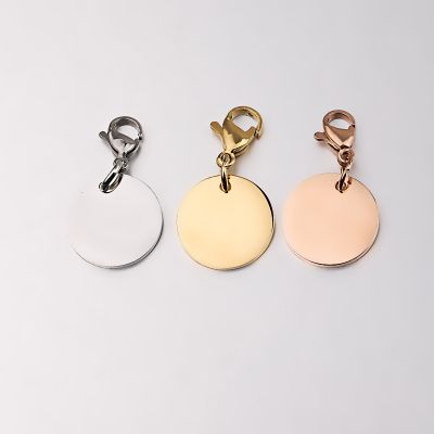 [COD] Mirror stainless steel round card pendant glossy surface can be engraved girlfriends keychain multi-size