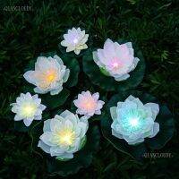 【YD】 5 pieces Artificial pond flowers Heads optic fibre leaf Floating Pool wedding led light C70