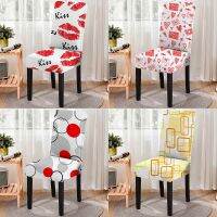 Valentine 39;s Day Themed Chair Cover Heart Shape Pattern Stretch Kitchen Seat Cover Dust-proof Dining Chair Covers for Home Decor