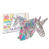 3D จิ๊กซอว์ม้าปริศนาระบายสีปริศนาสนุก DIY จิตรกรรมของเล่นสนุกสำหรับเด็ก