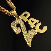 Good Quality Big 2PAC Pendant Necklace Star Jewelry Men Hip Hop Long Cuban Chain Ice Out Hiphop Golden Silver