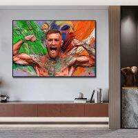 ดาวมวยผ้าใบวาดภาพนามธรรม Conor McGregor โปสเตอร์ผ้าใบวาดภาพและตัวละครศิลปะกราฟฟิตี้บนผนังตกแต่งห้องนั่งเล่น