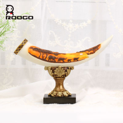 Roogo An Ivory เรซิ่นเครื่องประดับห้องนั่งเล่นตกแต่งบ้าน Entrance Study ตู้ไวน์ช้าง Handcraft ของขวัญ