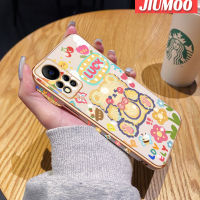 เคส JIUMOO สำหรับ Infinix Hot 11S NFC Hot 11S เคสการ์ตูนหมีโชคดีใหม่กรอบสี่เหลี่ยมชุบพื้นผิวเคสซิลิกาเจลนิ่มกันกระแทกเคสมือถือฝาครอบป้องกันเลนส์กล้องถ่ายรูปรวมทุกอย่าง