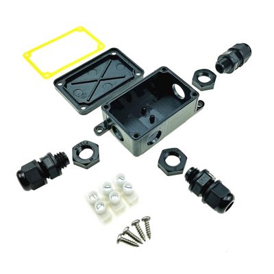 IP66 Outdoor Waterproof Junction Box – Black 3 Way Mini Connector Box with PC Plastic and Terminal Designed for Buried Wires