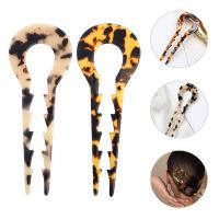 OULII 2pcs สไตล์จีนทรงผม u รูปร่างผมส้อม Anti-skid Ponytail Holder ผู้หญิงหูฟัง