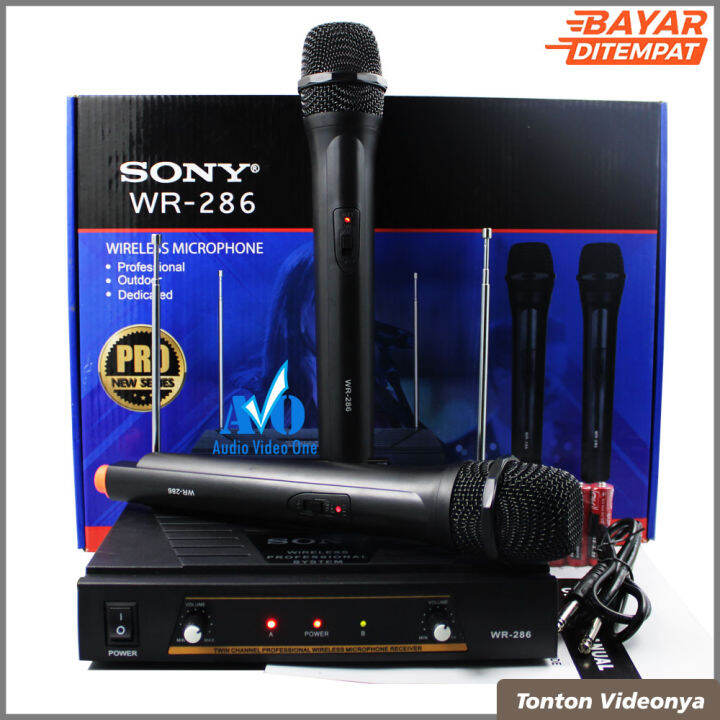 Mic Wireless SONY WR286 Microphone Vocal Mik Karaoke 2 Handle Mikrofon