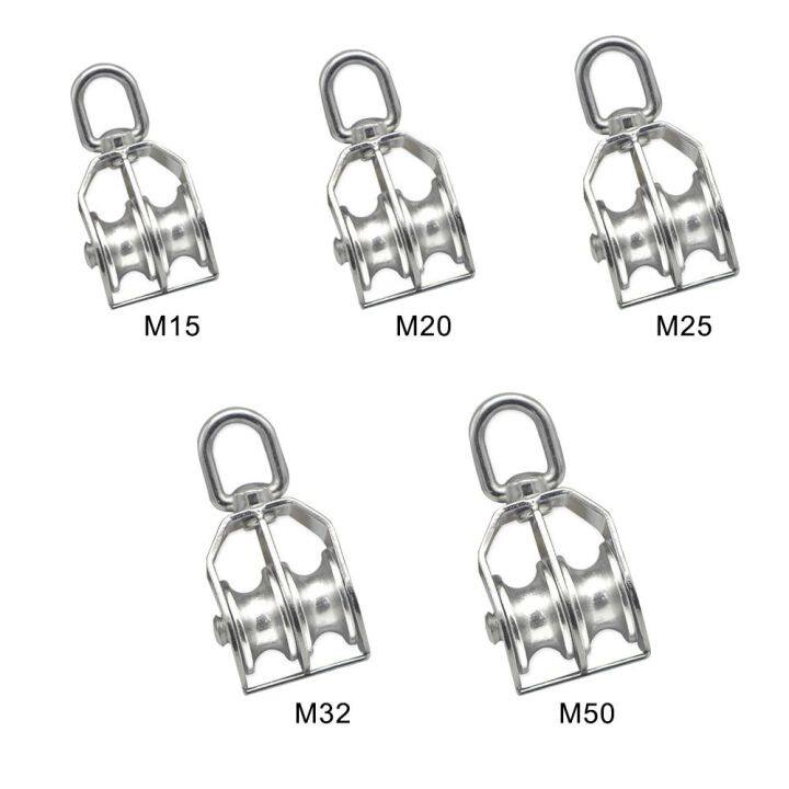 zhuwnana-m50-m25-m20สำหรับ-m15-แหวนยกของ-รอกยกเชือก-ลูกรอกสแตนเลส-หมุนล้อคู่-ล้อยกของ