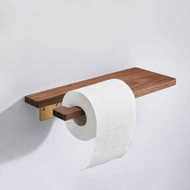 sarihosy-toilet-paper-holder-suitable-for-bathroom-wall-mounted-with-phone-storage-shelf-walnut-gilded-roll-paper-accessories