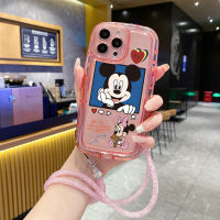 สำหรับ OPPO A17K A16S A16E A53 A15S A12 A57 A5 A76 A95 A96 A77S 4G A75 5G A9 2020 Reno6 Z Nictation Mickey Minnie A74เคส A54โซ่กันตก