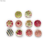 50pcs Cute Multicolor Printing Round Wood Buttons Sewing Scrapbook Clothing Crafts Handwork Accessories Cartoon DIY 15mm Haberdashery