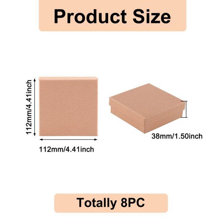 กล่องกระดาษคราฟท์8ชิ้นกล่องของขวัญสำหรับสร้อยคอพร้อมกล่องเครื่องประดับฟองน้ำ11-2x11-2x3-8cm-เก็บบรรจุภัณฑ์