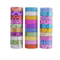 10PCS Glitter Glitter Pattern Washi Tape Adhesive Sticker Hand Diary Stickers Masking Tape Decorative Christmas DIY Crafts TV Remote Controllers