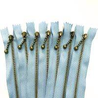 【CW】 5pcs 3 (20 50cm) 8 20inch light blue Round bead modeling copper zipperzipper