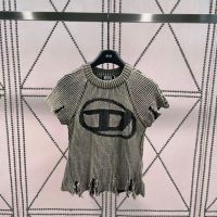 23ss New Product DieselˉNo Collision Shirt Short Sleeve Unique and Distinctive Destruction Knitwear Short Sleeve T-shirt Short Top Thai Style