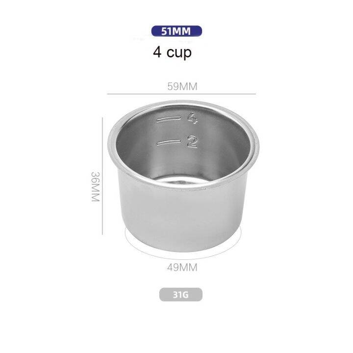 กระเปาะกรองเปลี่ยนไส้กรองกาแฟแบบไม่มีก้น51มม-2-4ถ้วยสำหรับ-delonghi-ec680-ec685ชิ้นส่วนเครื่องชงกาแฟเอสเพรสโซใหม่