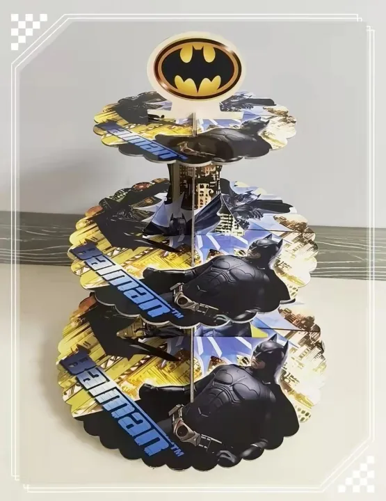 INS style Batman theme Three Layers Cup cake Stand rack Children's baby's  birthday party dessert table decorations | Lazada PH
