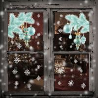 Christmas Wall Stickers Glass Window Sticker Christmas Cartoon Solid Color Snowflake Wall Stickers Party Decoration Removable