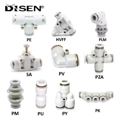 White Pneumatic Fittings PU/PV/PE/PZA/PK/PY/PM/PLM/SA/HVFF Pipe Connectors Direct Thrust 4 To 12mm Plastic Hose Quick Couplings Pipe Fittings Accessor