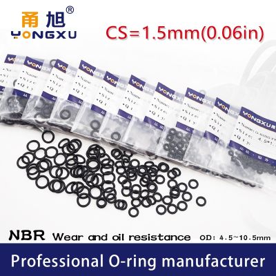 50PCS/Lot Black NBR Sealing O Ring CS1.5mm OD4/4.5/5/5.5/6/6.5/7/7.5/8/8.5/9/9.5/10/10.5x1.5mm Rings Seal Rubber Gasket Washer