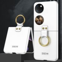 ✈☒✧ With Ring Holder Phone Case for Huawei P50 Pocket Cover Foldable Back Case with Ring Stand for Huawei P50Pocket Protective Funda