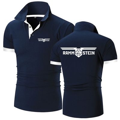 เสื้อโปโลสำหรับผู้ชายเครื่องแต่งกายทางการสำหรับผู้ชาย RAMSTEIN Germany สายโลหะ2023เสื้อเข้ารูปพอดีสีทึบลำลองเสื้อโปโลผ้าฝ้ายแฟชั่นฤดูร้อนใหม่