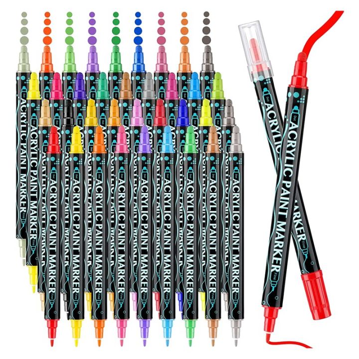 36-colors-acrylic-paint-markers-fine-dot-tip-paint-pen-double-tip-maker-pen-for-adults-kids