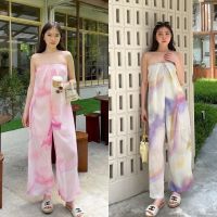 Simplestyle.byd Rainbow Jumpsuit จั้มสูทเกาะอก ชุดไปทะเล ชุดไปคาเฟ่