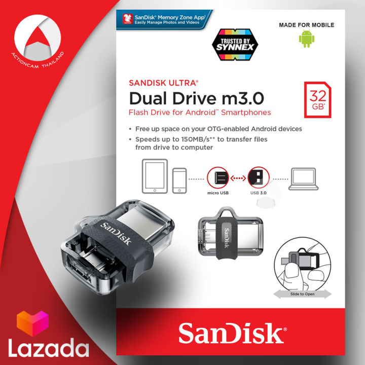 sandisk-ultra-dual-drive-m3-0-32gb-sddd3-032g-g46-แฟลชไดร์ฟ-สำหรับ-สมาร์ทโฟน-แท็บเล็ต-android-และ-คอมพิเตอร์-notebook-เมมโมรี่-แซนดิส