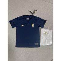 ♠✢✟ [Ready Stock] 22/23 New Kids France Home Football Jersey Set Navy Short Sleeve Short Pants Jersey Kits Unisex Soccer Football Jersey Size 16-28 France Kids Jersey Set