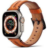 สายหนังแท้สำหรับ Apple Watch Ultra 49มม. 44มม. 40มม. 45มม. 41มม. 42มม. 38มม. Correa สร้อยข้อมือสำหรับ Apple Watch Series 8 7 Se 6 5 4 3