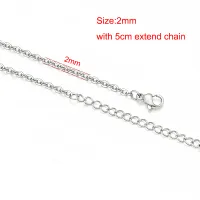 5pcs 316L Stainless Steel 1 1.5 2mm Rolo Link Chain Necklace Gold Steel Tone 40 45 50 60CM Long Chain Lobster Clasp Necklace