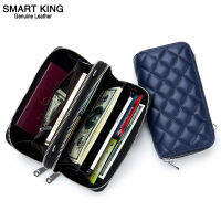 Smart King ซิปยาวกระเป๋าสตางค์แฟชั่นใหม่สำหรับผู้หญิงหนังวัวแท้สะพายพาดลำตัวมัลติฟังก์ชั่นกระเป๋าสะพายไหล่ Dompet Koin กระเป๋าโทรศัพท์ความจุมาก