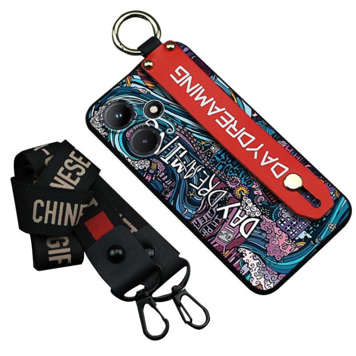 cover-new-phone-case-for-infinix-x6835-hot30-play-kickstand-wrist-strap-lanyard-graffiti-durable-fashion-design-cute