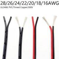 [HOT ZHKKZZLWWG 510] 2ขาลวดสายทองแดงไฟฟ้า28 26 24 22 20 18 16 AWG หลอดไฟ LED แถบแสงสายพีวีซีขยายสายไฟสีขาวสีดำสีแดง UL2468